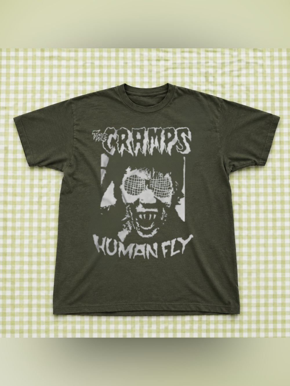 The Cramps 'Human Fly' Graphic Tee - Forest Green Unisex